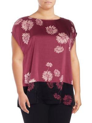 Vince Camuto Plus Floral Dolman Combo Blouse