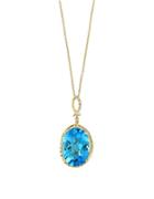 Effy Ocean Bleu Diamond And Blue Topaz 14k Gold Pendant Necklace