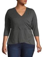 Vince Camuto, Plus Size Plus Faux-wrap Three-quarter Sleeve Top