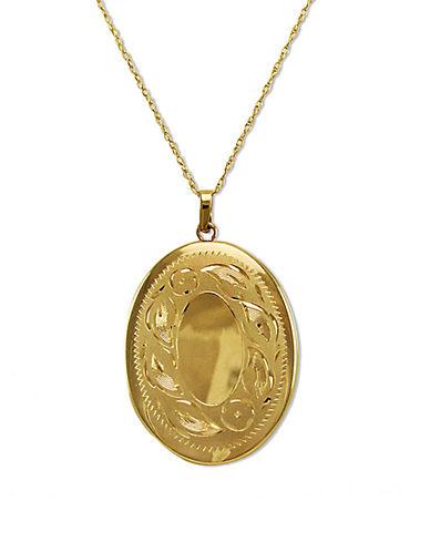 Lord & Taylor 14k Gold Engraved Oval Locket Necklace