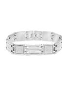 Lord & Taylor Stainless Steel Strip Glitter Coated Square Link Bracelet