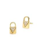 Michael Kors Mercer Link 14k Goldplated Sterling Silver Padlock Studs