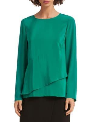 Donna Karan Layered Long-sleeve Silk Top