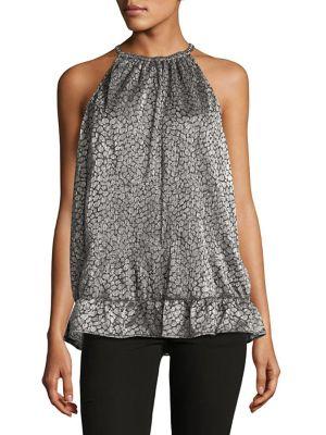 Michael Michael Kors Petite Leopard Print Halter Top