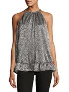 Michael Michael Kors Petite Leopard Print Halter Top