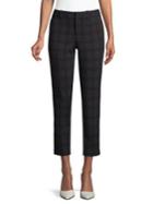 Lord & Taylor Kelly Plaid Ponte Ankle Pant