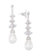 Nina Rhodium-plated, Mother-of-pearl & Crystal Drop Earrings