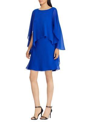 Lauren Ralph Lauren Petite Cape-overlay Chiffon Shift Dress