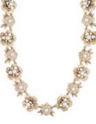 Marchesa Faux Pearl And Austrian Crystal Floral Necklace
