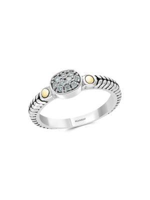 Effy Sterling Silver, 18k Yellow Gold And Diamond Ring