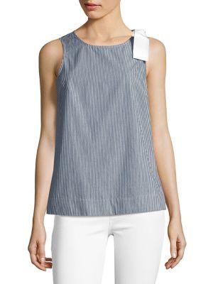 Ivanka Trump Shoulder-tie Stripe Top