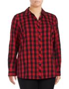 Foxcroft Plus Checkered Button-down Shirt