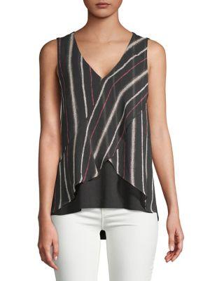 H Halston Mixed Media Sleeveless Top