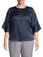 Vince Camuto Plus Ruffle Sleeve Printed Blouse