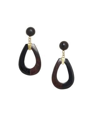 Mango Open Wood Statement Earrings