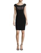 Xscape Lace-accented Pleated Sheath Dress