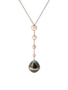 Effy 11mm Black Drop Tahitian Pearl And 14k Yellow Gold Y-necklace