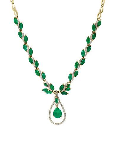 Effy Brasilica .9tcw Diamond, Emerald And 14k Yellow Gold Floral Pendant Necklace