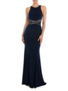 Glamour By Terani Couture Illusion Waist Evening Gown