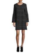 Two By Vince Camuto Striped Bell-sleeve Cotton Shift Dress