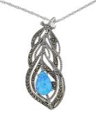 Lord & Taylor Sterling Silver And Faux Opal Feather Necklace