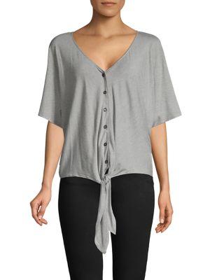 Democracy V-neck Tie-front Drape Blouse