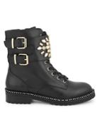 Kurt Geiger London Stoop Embellished Leather Combat Boots