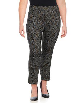 Lord & Taylor Plus High-rise Jacquard Pants