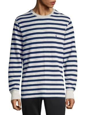 Polo Ralph Lauren Lightweight Waffle Folded Stripe Crewneck Lounge Top