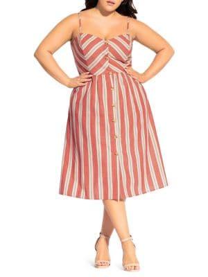 City Chic Plus Take Me Away Cotton Blend A-line Dress