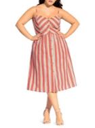 City Chic Plus Take Me Away Cotton Blend A-line Dress