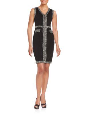 Karl Lagerfeld Paris Tweed-trimmed Sheath Dress