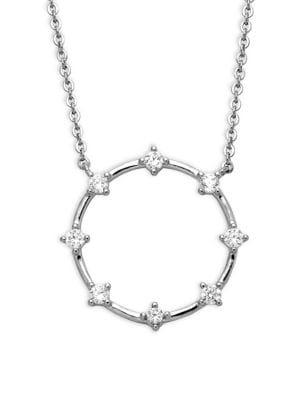 Shade Silvertone And Glass Stone Circle Pendant Necklace