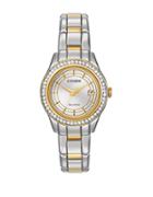 Citizen Ladies Silhouette Crystal Swarovski Crystal Two-tone Stainless Steel Bracelet Watch