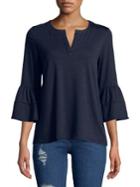 Jones New York Three-quarter Bell-sleeve Top