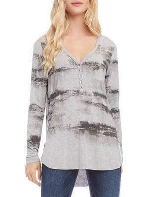 Karen Kane Abstract Printed Henley Tee