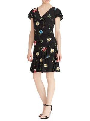Lauren Ralph Lauren Jersey Surplice Fit-and-flare Dress
