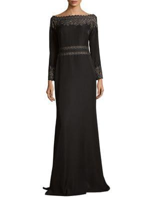 Tadashi Shoji Lace Crepe Floor-length Gown