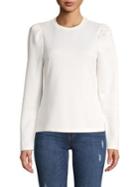 June And Hudson Puffed-sleeve Ribbed Top