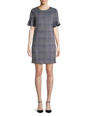 Calvin Klein Petite Plaid Flutter-sleeve Sheath Dress