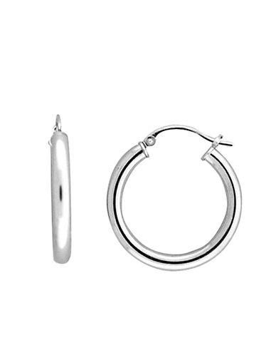 Lord & Taylor 14 Kt. White Gold Polished Hoop Earrings