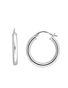 Lord & Taylor 14 Kt. White Gold Polished Hoop Earrings