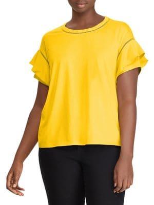 Lauren Ralph Lauren Plus Ruffle-sleeve Top
