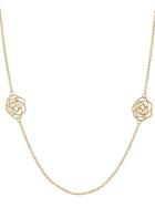 Lord & Taylor 14k Yellow Gold Flower Station Long Necklace