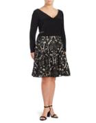 Xscape Plus Long Sleeve Fit And Flare Dress