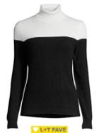 Lord & Taylor Colorblock Turtle Neck Cashmere Sweater