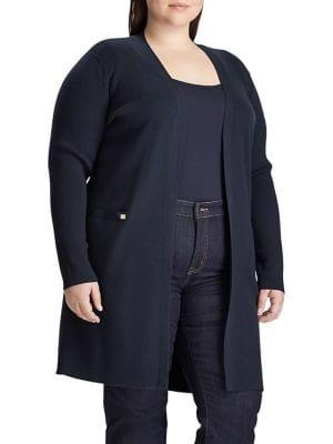 Lauren Ralph Lauren Plus Ribbed Long Cardigan