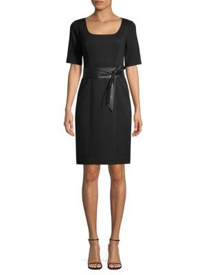 Elie Tahari Sina Belted Short-sleeve Dress