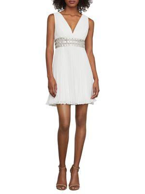 Bcbgmaxazria Pleated Empire Grommet Mini Dress