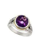 Effy 925 Amethyst, 18k Yellow Gold And Sterling Silver Ring